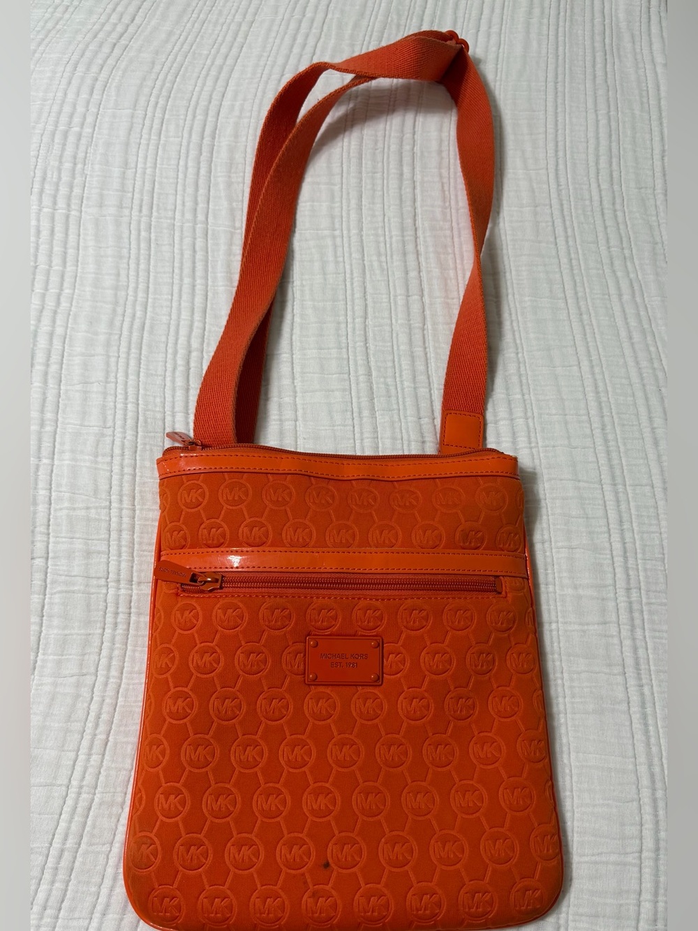 Michael Kors Bright Orange Embossed Crossbody Bag